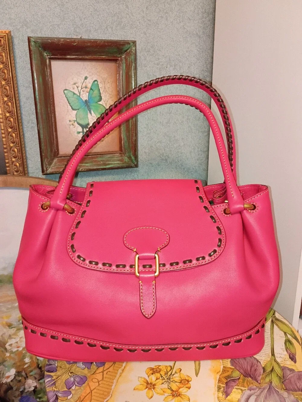 Dooney & Bourke Florentine Flap Satchel fuchsia pink💐